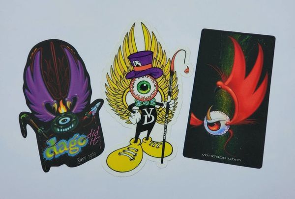 Flying Eyeball Stickers - 3 Pac SET  Von Dago Pro-Series Pinstriping  brushes